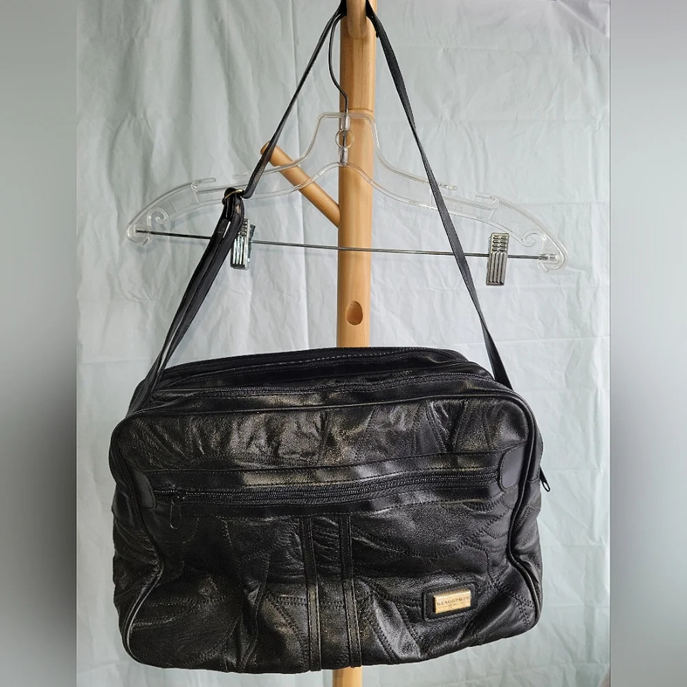 Black Leather Shoulder Laptop Bag